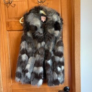 Chic Faux Fur Vest in Brown and Gray size medium, price $50